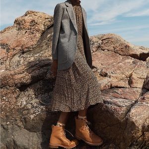 (Re)sourced Georgette Smocked-Neck MIDI Dress in Folktale Paisley